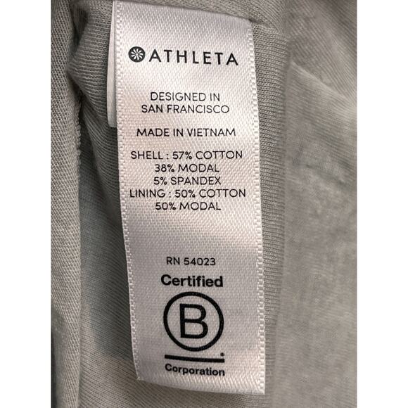 Athleta Apres Dress Womens Medium Light Gray Cap Sleeve Ruched Stretch Fitted - Picture 4 of 10